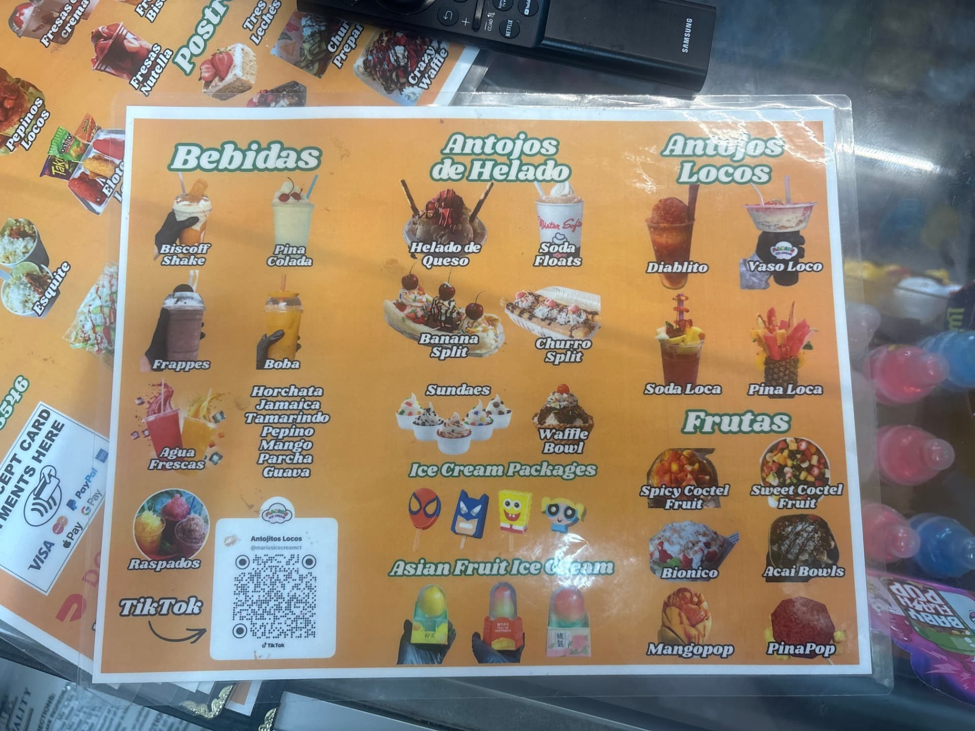 Antojitos Locos printed menu board 2